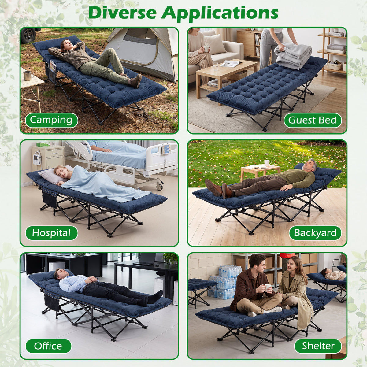 Camping Cot for Adults with Soft Padded Mat and Carrying Bag