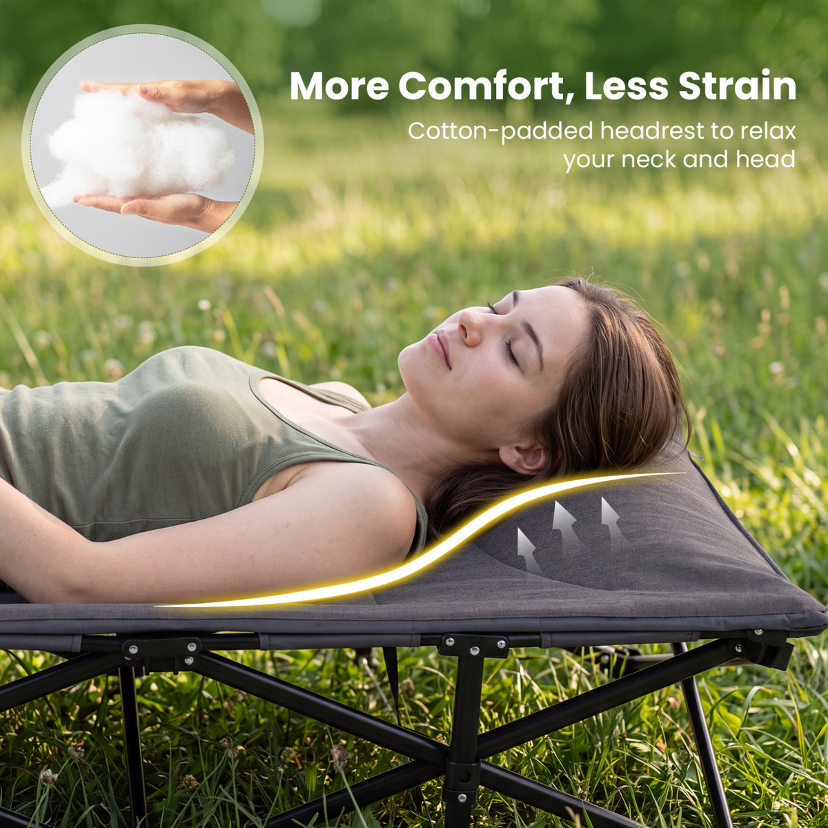 Camping Cot with Padded Pillow and Storage Pouch for Travel