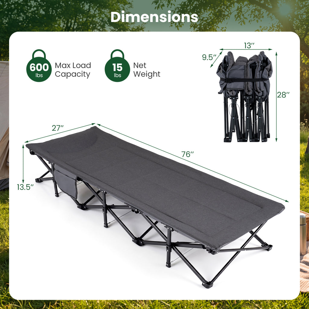 Camping Cot with Padded Pillow and Storage Pouch for Travel