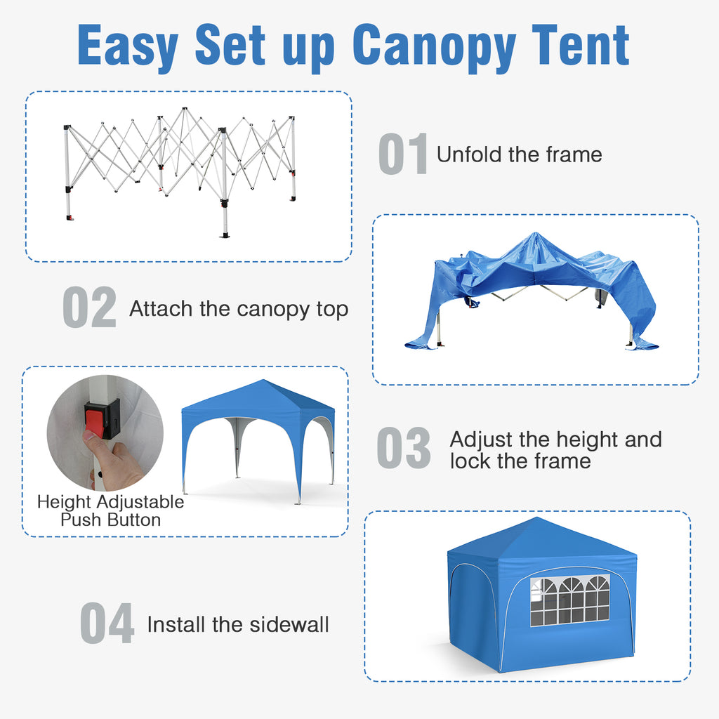 10 X FT Pop up Canopy Tent with 4 Removable Sidewall