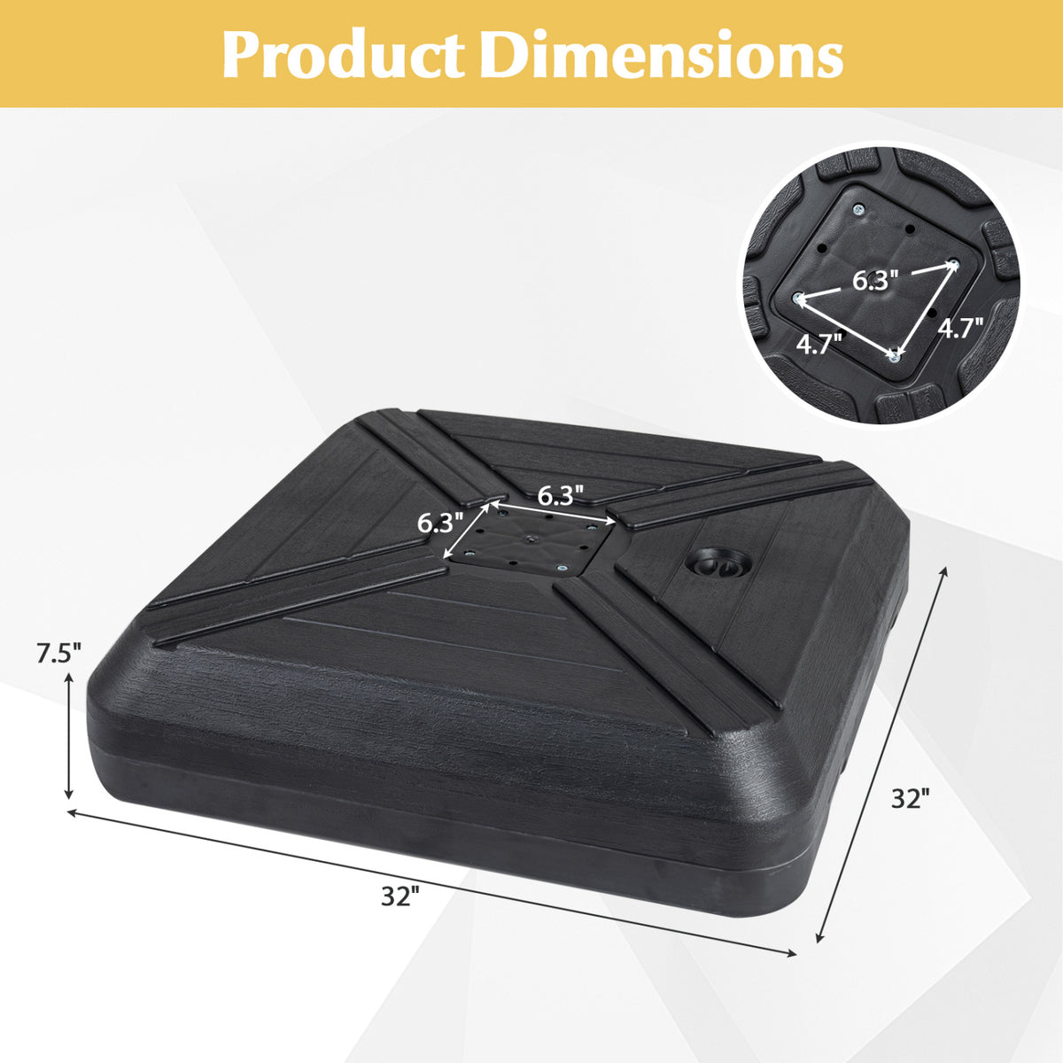 Cantilever Offset Umbrella Base with Wheels for Backyard Poolside