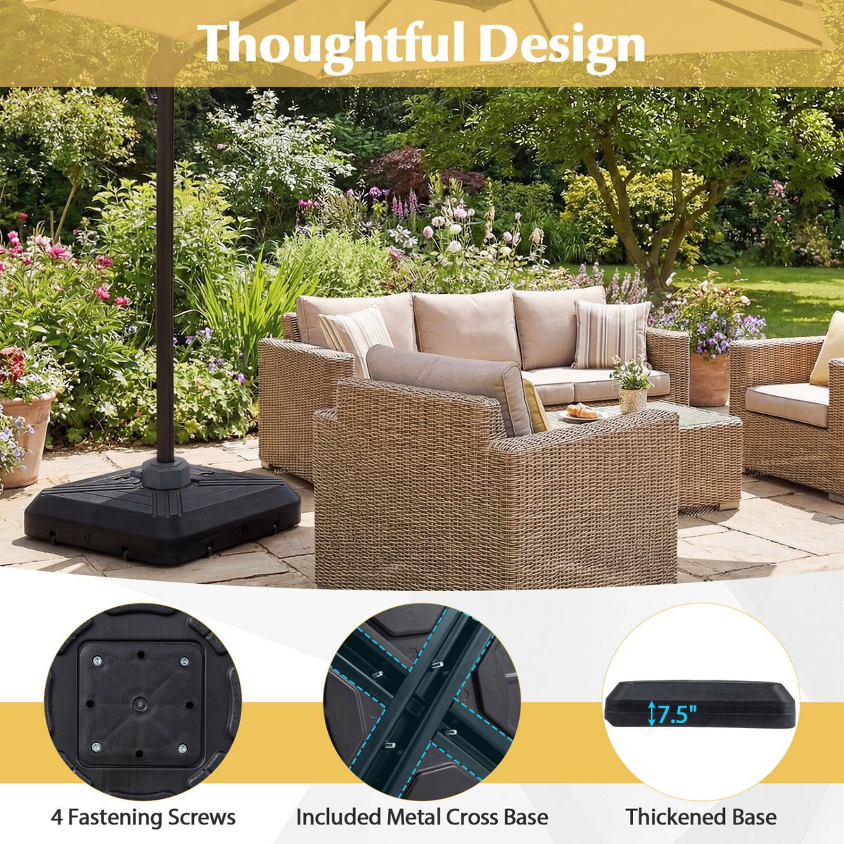 Cantilever Offset Umbrella Base with Wheels for Backyard Poolside