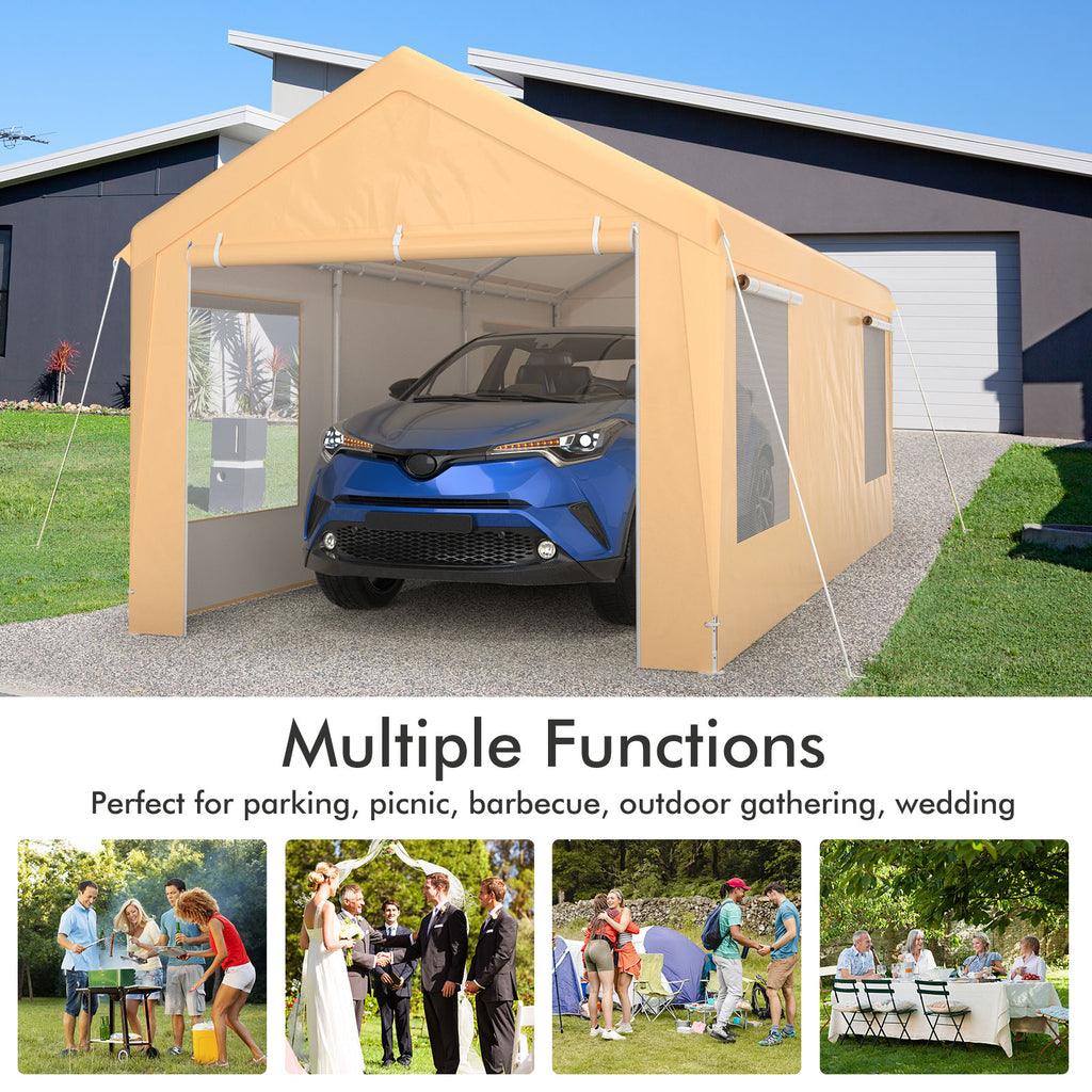 10 x 20 Feet Portable Heavy-Duty Carport with Removable Sidewalls