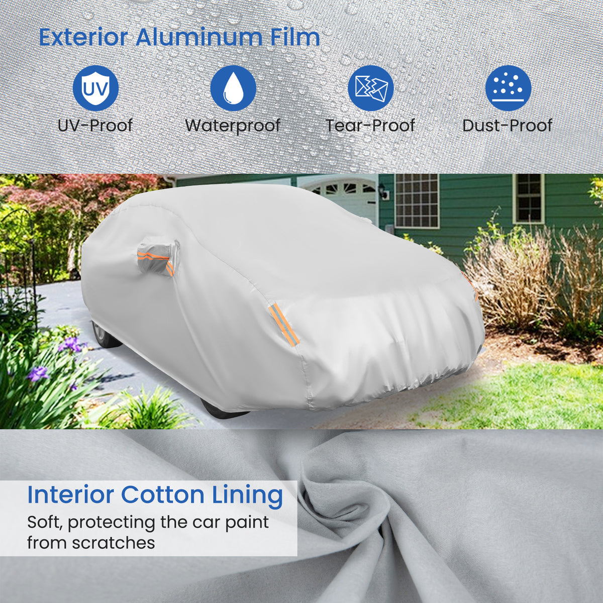 Universal Car Cover 193 Inch - Waterproof UV Protection Sedan