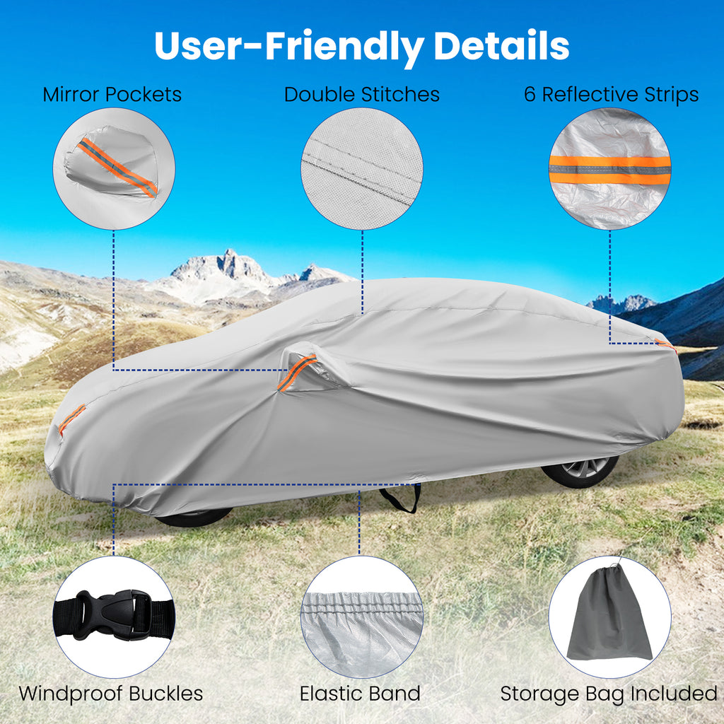 Universal Car Cover 193 Inch - Waterproof UV Protection Sedan