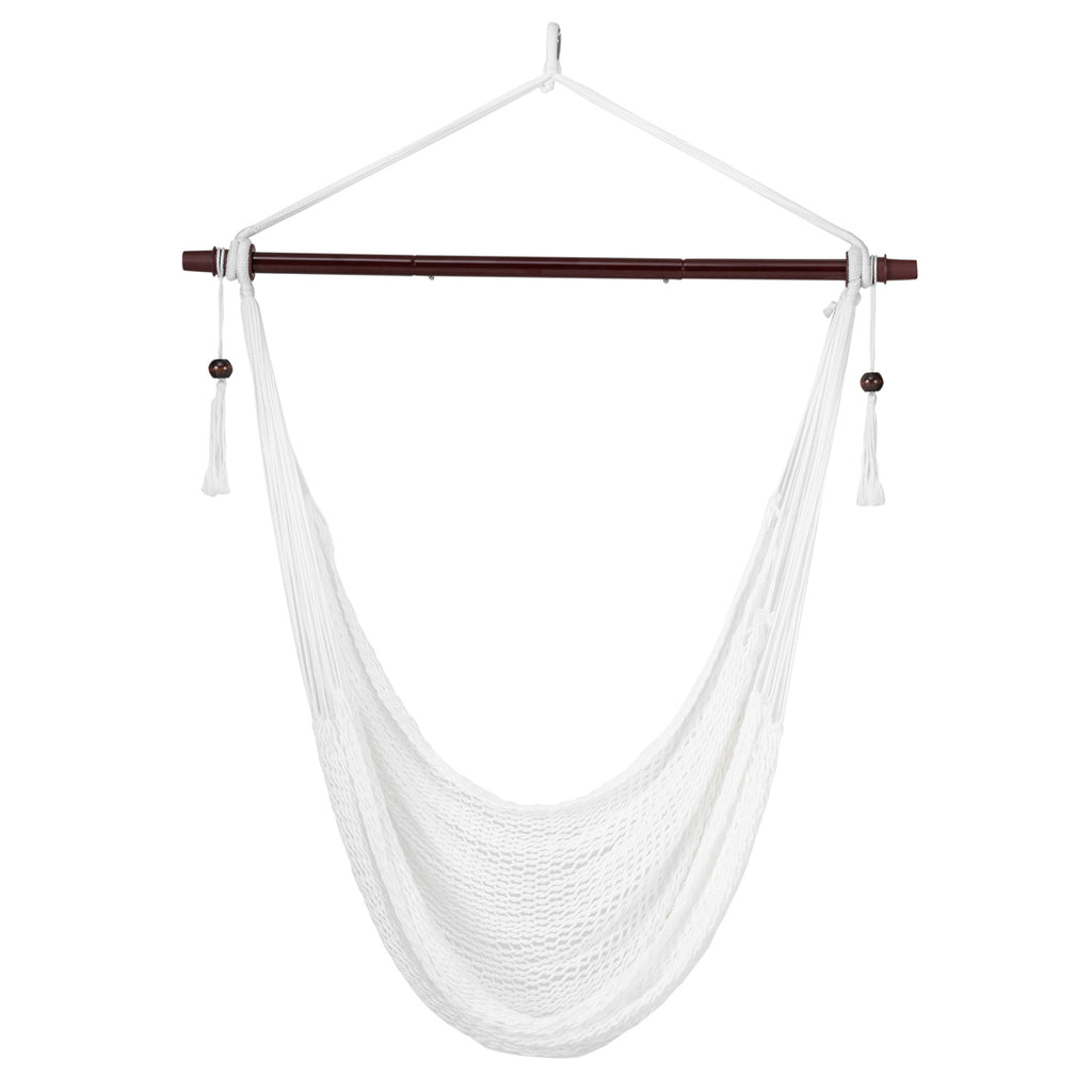 Caribbean Hammock Chair with Metal Spreader Bar Woven Rope Swing