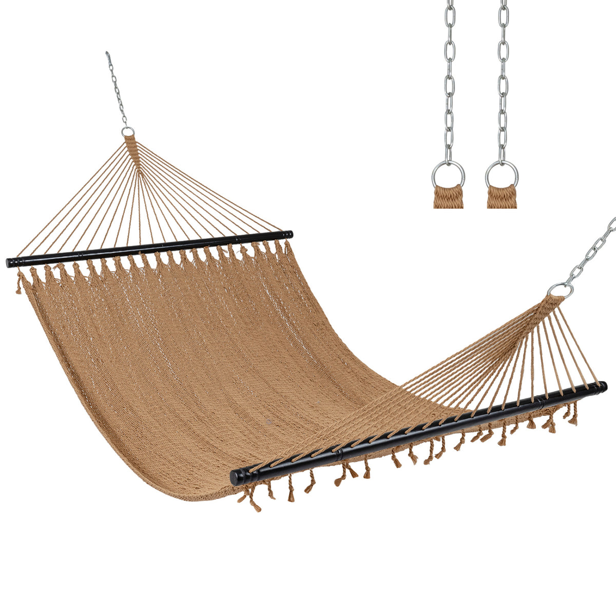 Caribbean Hammock with Spreader Bar - Khaki
