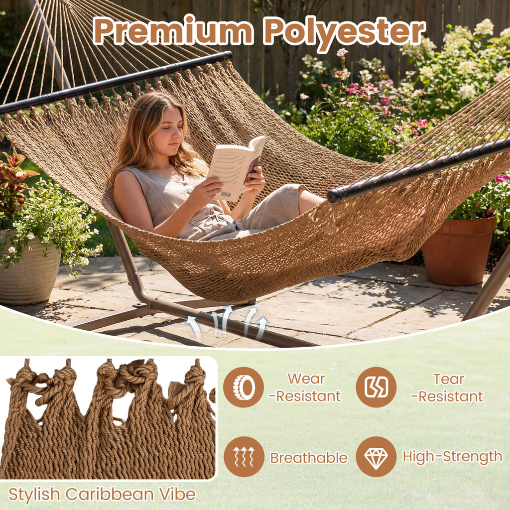 Caribbean Hammock with Spreader Bar - Khaki