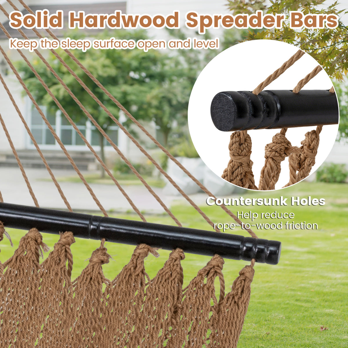 Caribbean Hammock with Spreader Bar - Khaki