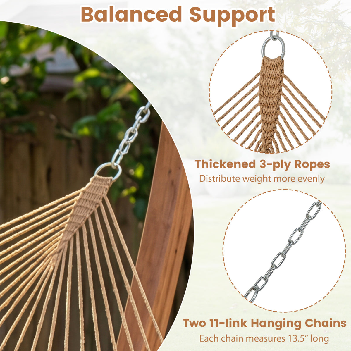 Caribbean Hammock with Spreader Bar - Khaki