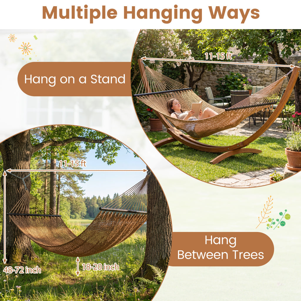 Caribbean Hammock with Spreader Bar - Khaki