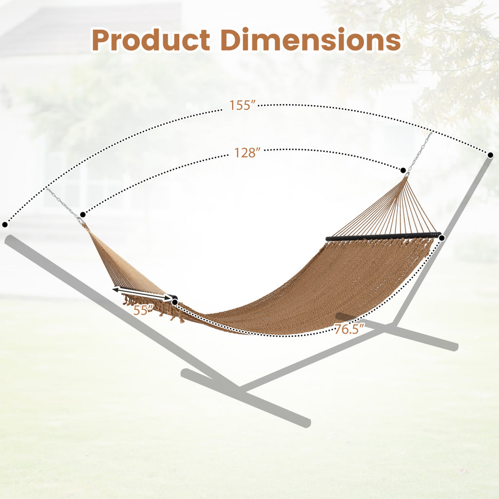 Caribbean Hammock with Spreader Bar - Khaki