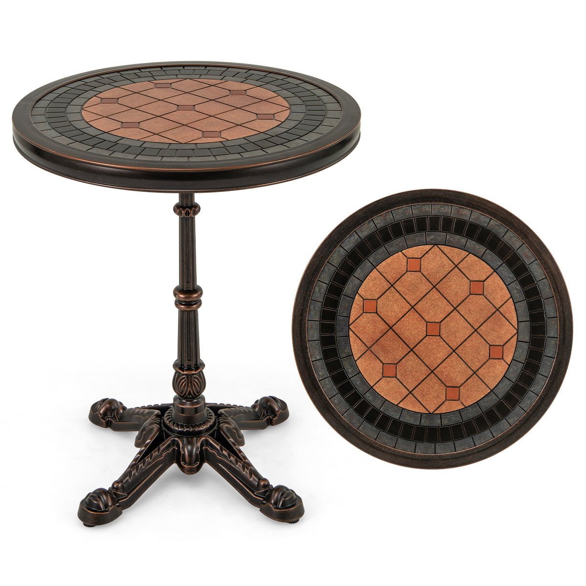 27.5 inch Outdoor Bistro Table with Heavy Duty Metal Frame and