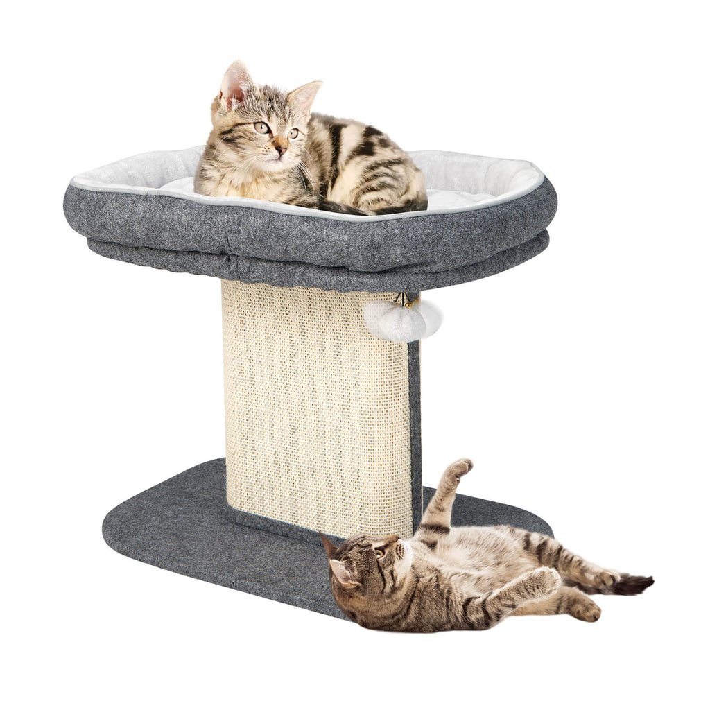 Modern Cat Tree Tower with Plush Perch Sisal Scratching Plate Gray