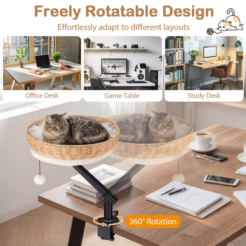 Natural Cat Desk Bed with Removable Cushion - Indoor Cat Furniture