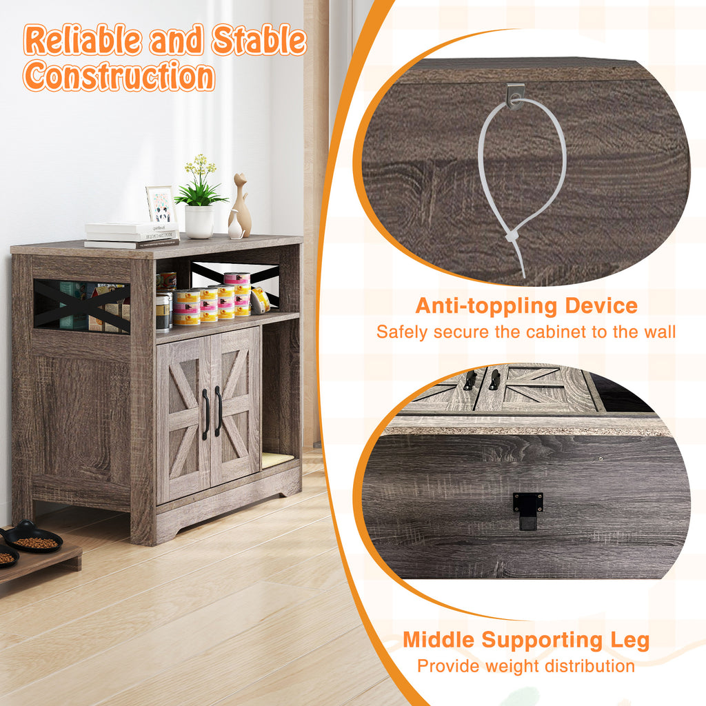 Cat Litter Box Enclosure with Storage - Hidden Cat Washroom Furniture, Gray - Variation with Storage