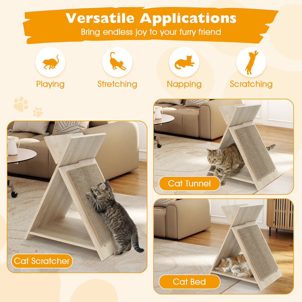Natural Cat Scratcher Lounge Bed and Play Tunnel - Claw Sharpening & Furniture Protection