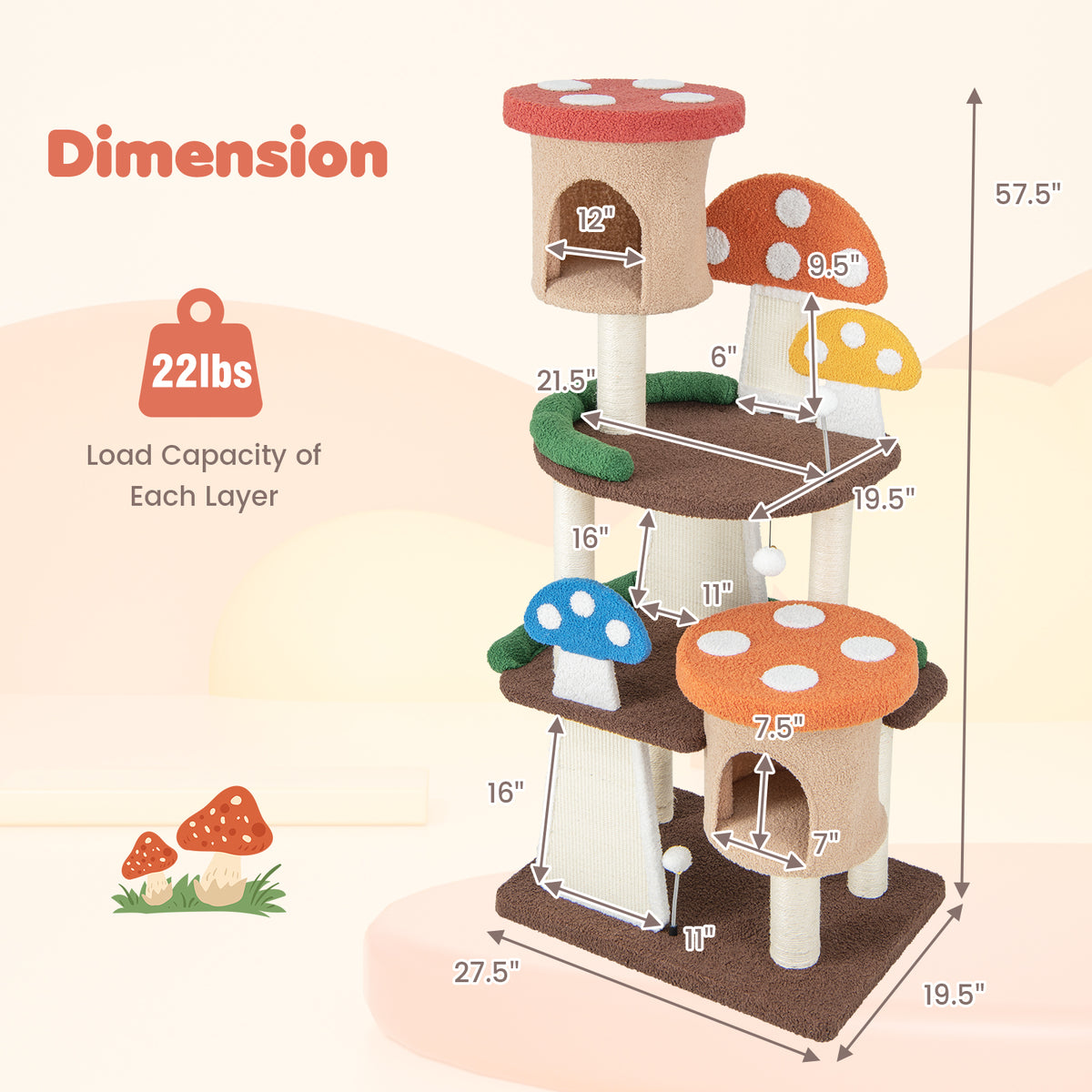 3 Tier Multicolor 4-in-1 Cat Tree with 2 Condos & Platforms for Indoor Cats