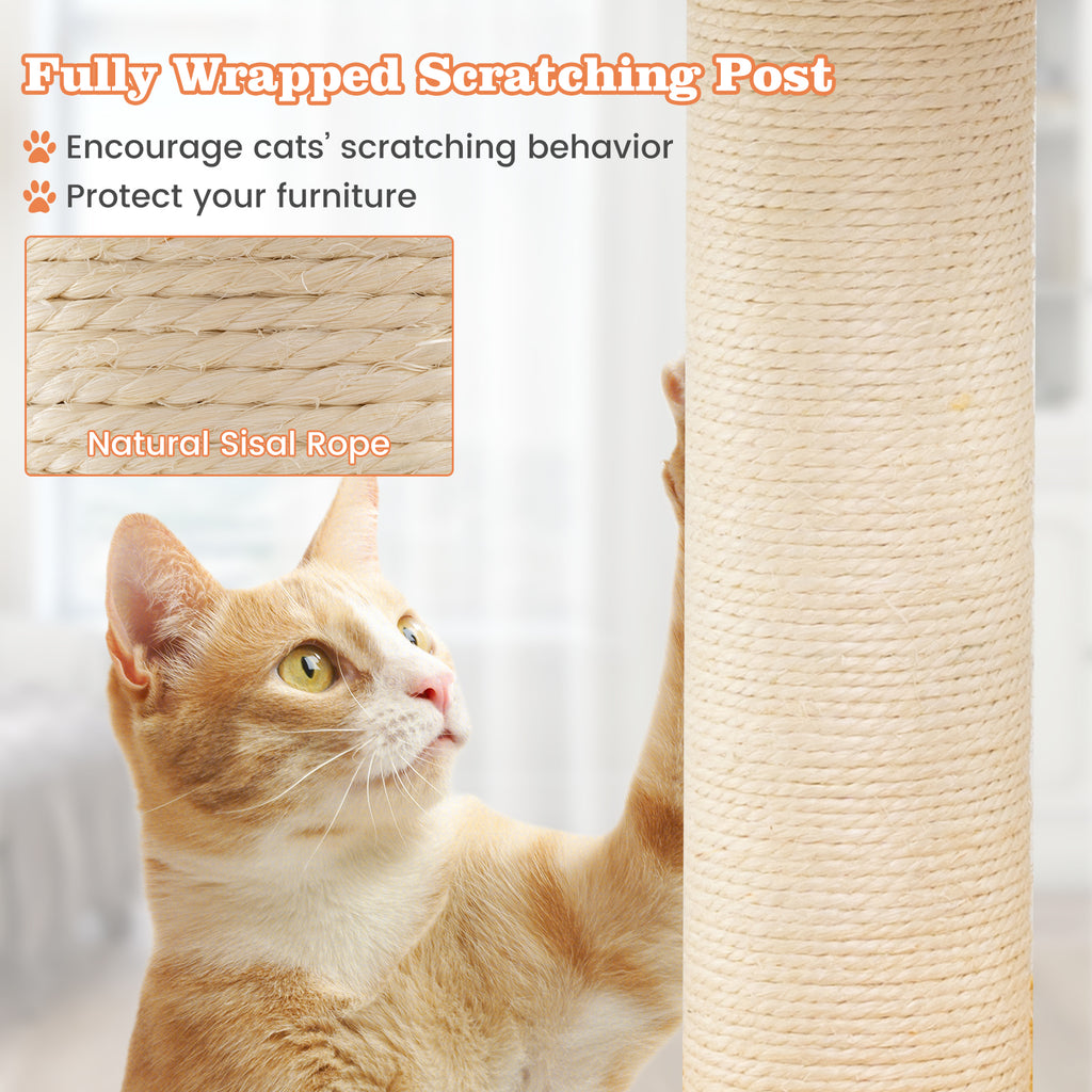 30 Inch Indoor Aviation-Themed Cat Tree with Helicopter Top Perch - Yellow