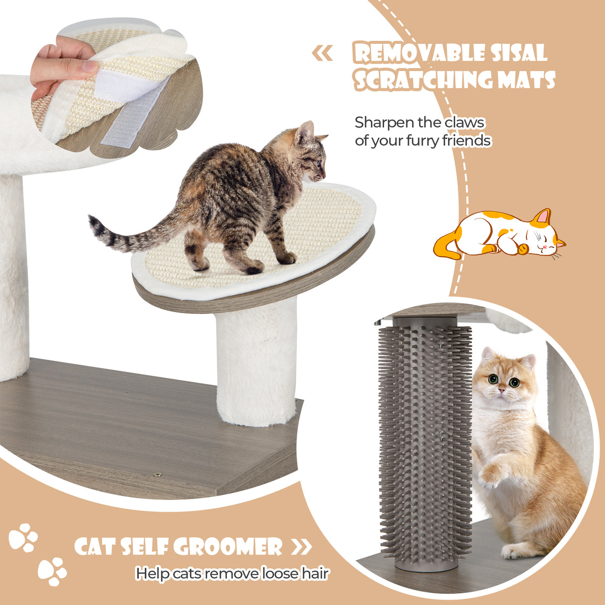 2-in-1 Cat Tower with Litter Box Enclosure - Gray, Space-Saving Multi-Level Design
