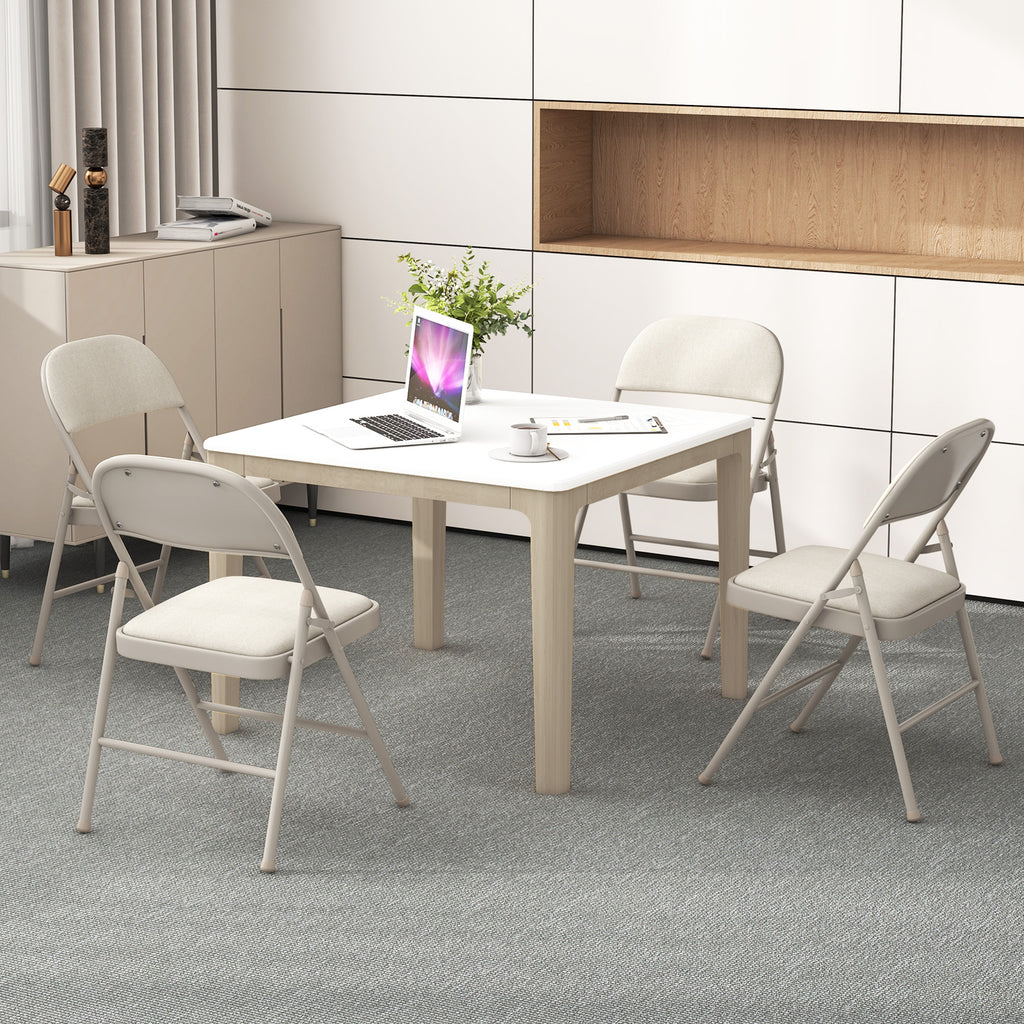 Foldable Chair Set of 6 with Padded Seat and Fabric Backrest
