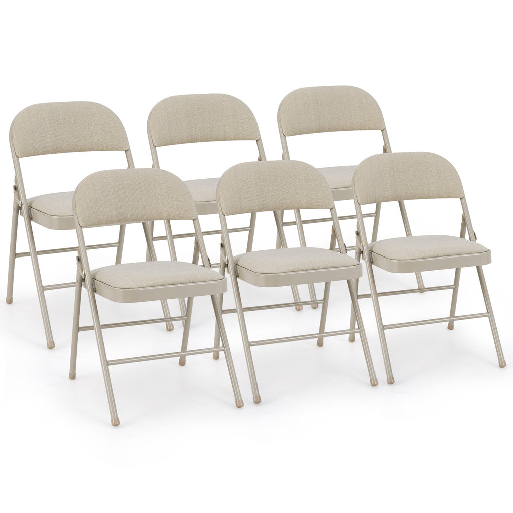 Foldable Chair Set of 6 with Padded Seat and Fabric Backrest