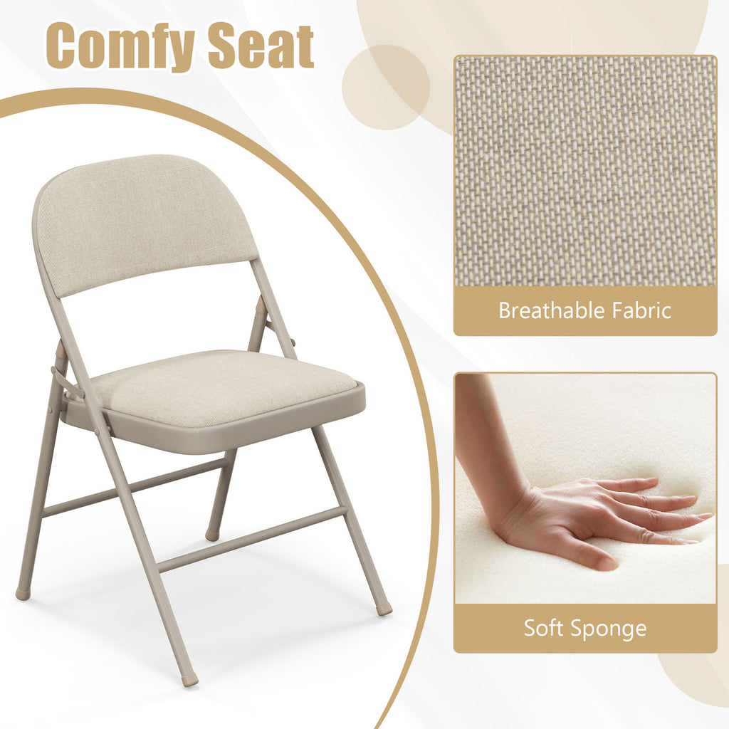 Foldable Chair Set of 6 with Padded Seat and Fabric Backrest