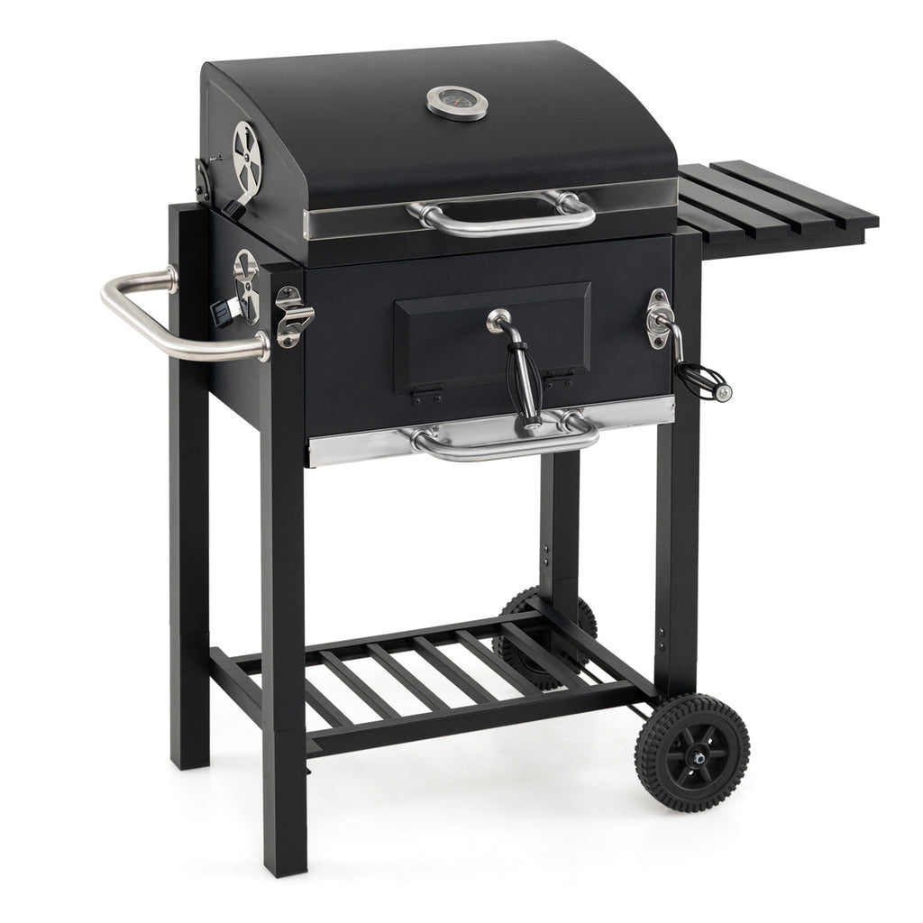 Charcoal Grill with 2 Side Tables & Adjustable Chimney 284 sq.in