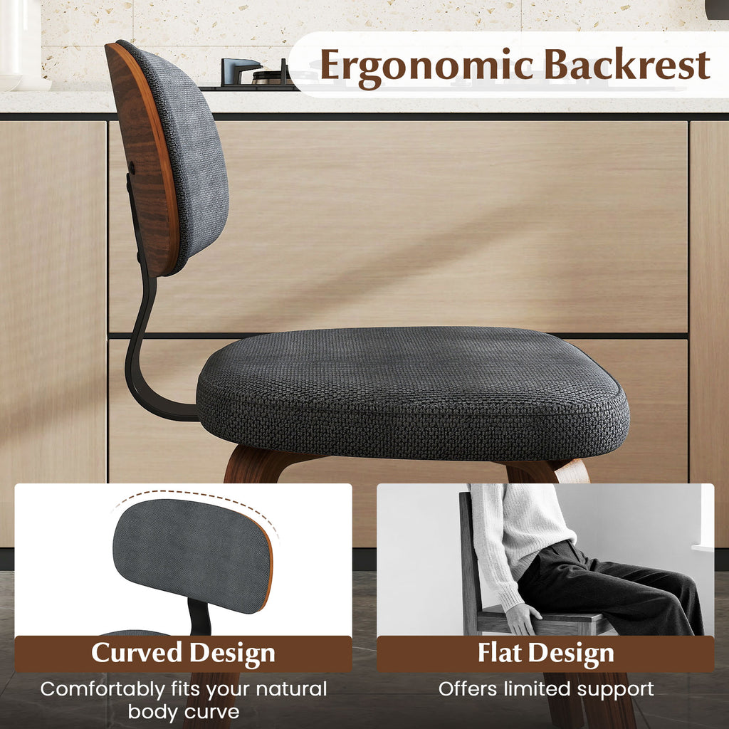 Chenille Upholstered Dining Chairs Set of 2 - Dark Gray
