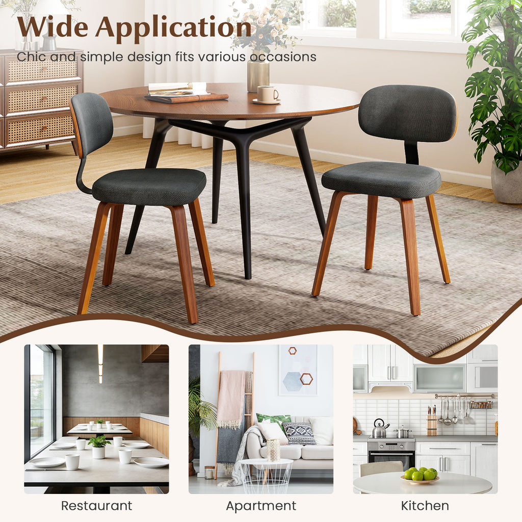Chenille Upholstered Dining Chairs Set of 2 - Dark Gray