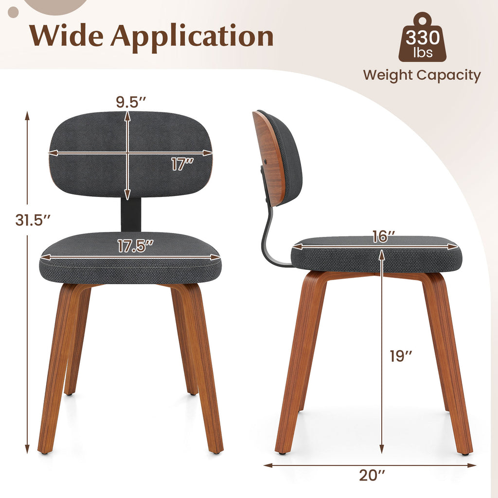 Chenille Upholstered Dining Chairs Set of 2 - Dark Gray