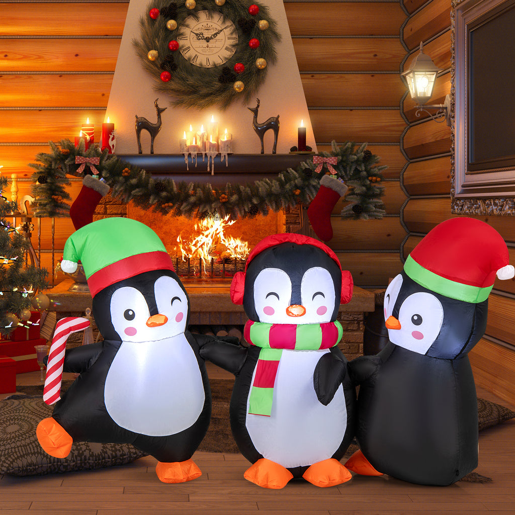 Christmas Inflatable Penguin with LED Lights for Indoor Outdoor Decor