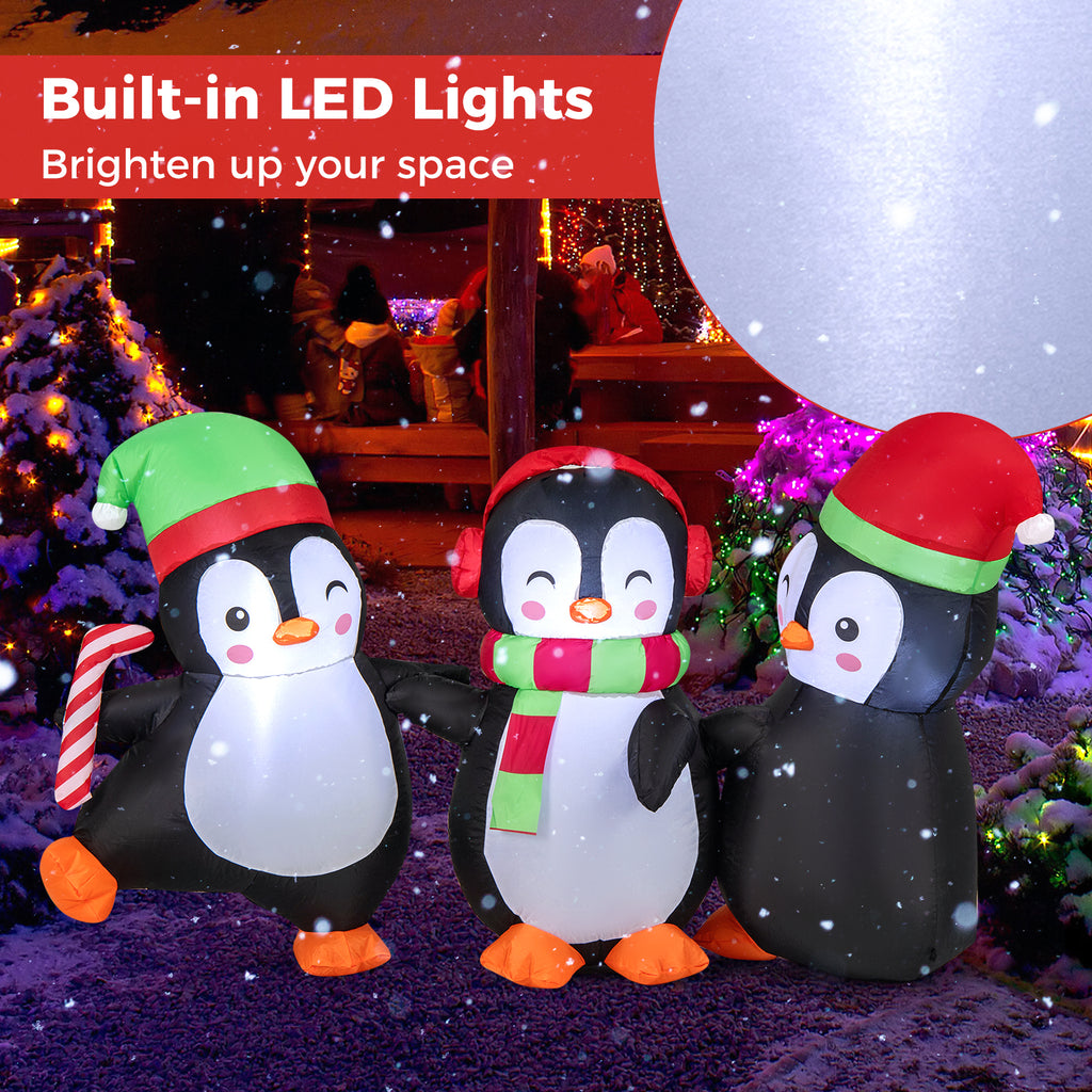 Christmas Inflatable Penguin with LED Lights for Indoor Outdoor Decor