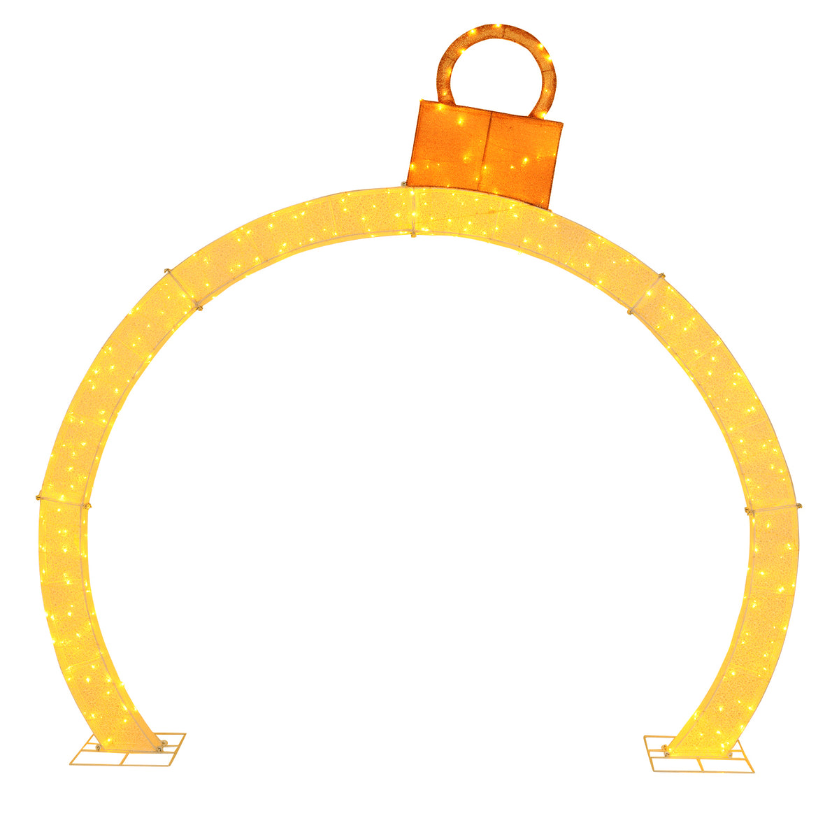 10.5 Feet Pre-Lit Christmas Arch with Gold Ornament Cap & Warm White LED Lights