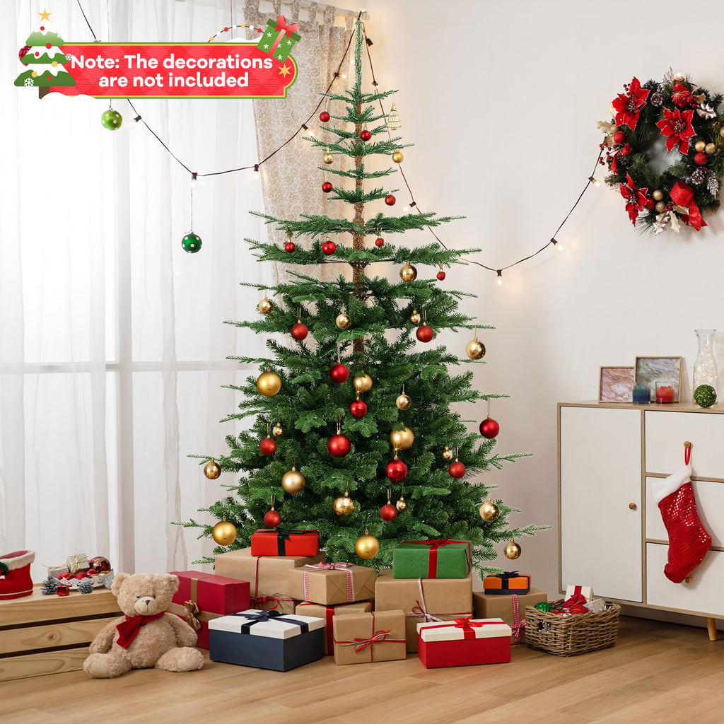 7Ft Hinged Artificial Christmas Tree with 1303 Tips & Warm White Lights
