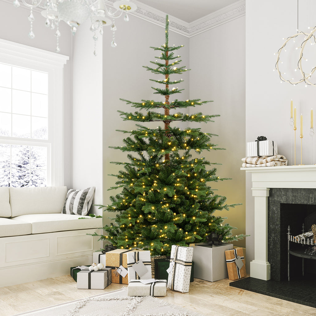 7Ft Hinged Artificial Christmas Tree with 1303 Tips & Warm White Lights