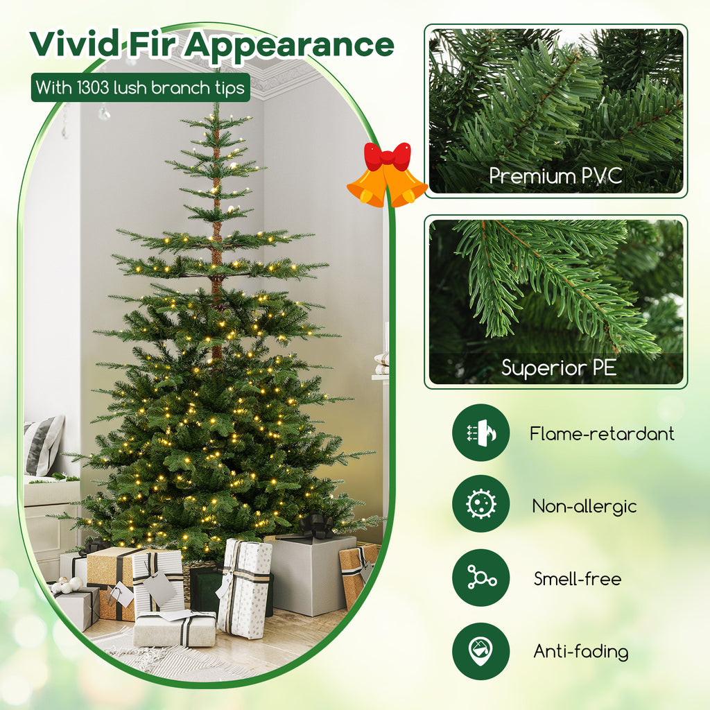 7Ft Hinged Artificial Christmas Tree with 1303 Tips & Warm White Lights