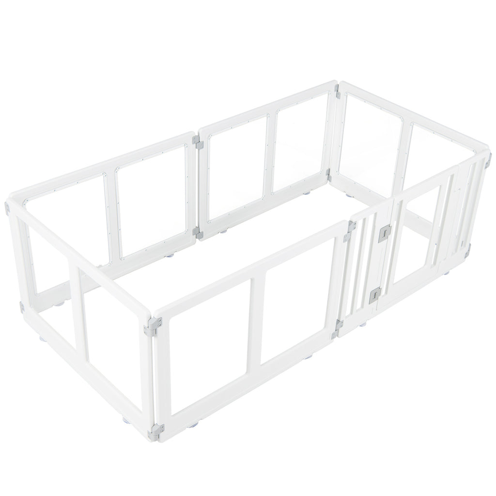 HDPE 6-Panel Clear Dog Playpen with Locking Door - Transparent Pet Enclosure