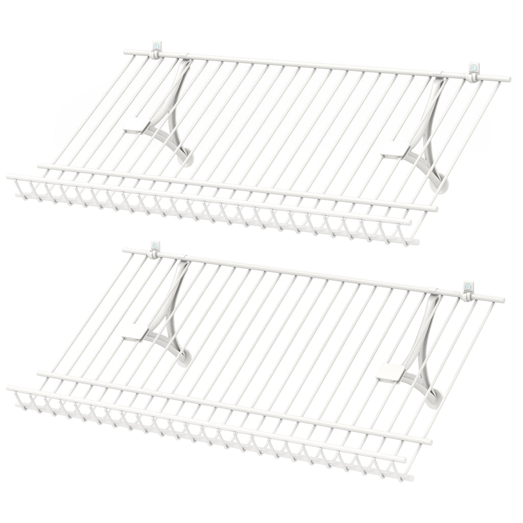 Wall-Mounted Metal Wire Shoe Racks - Set of 2