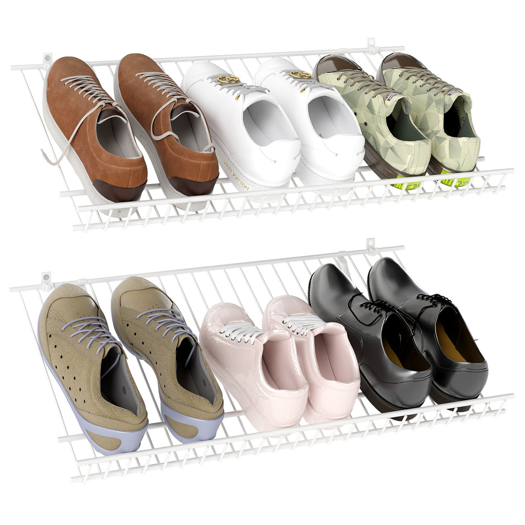 Wall-Mounted Metal Wire Shoe Racks - Set of 2