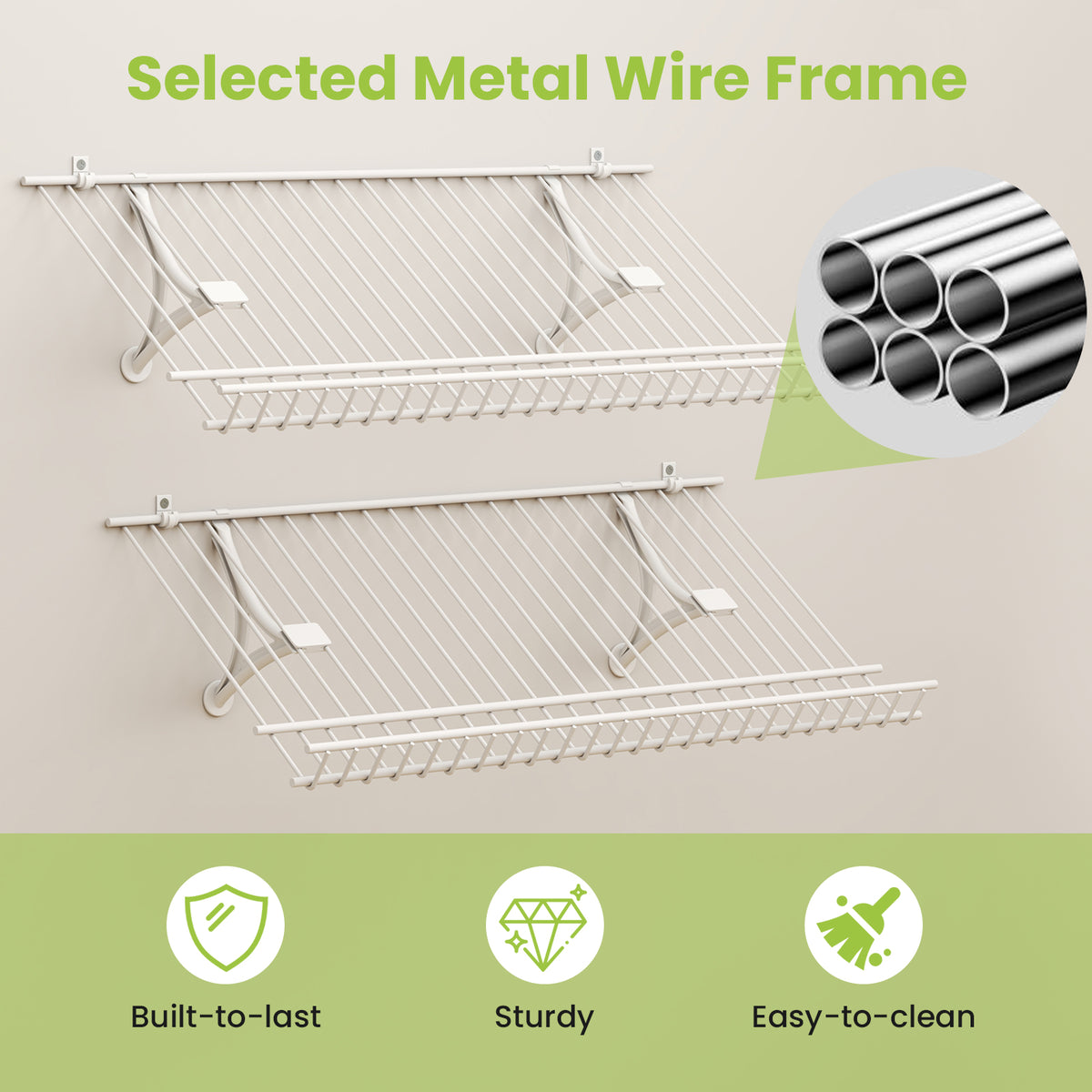 Wall-Mounted Metal Wire Shoe Racks - Set of 2