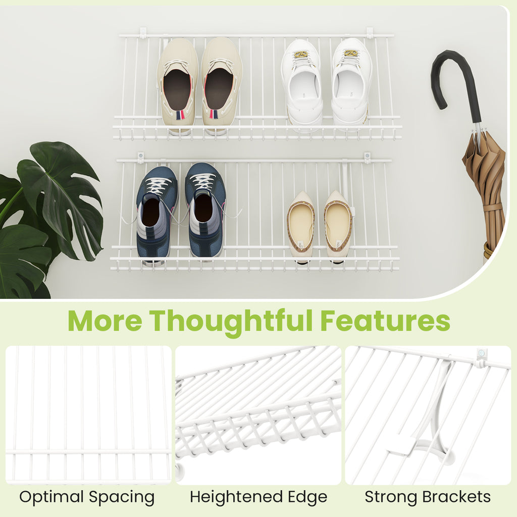 Wall-Mounted Metal Wire Shoe Racks - Set of 2