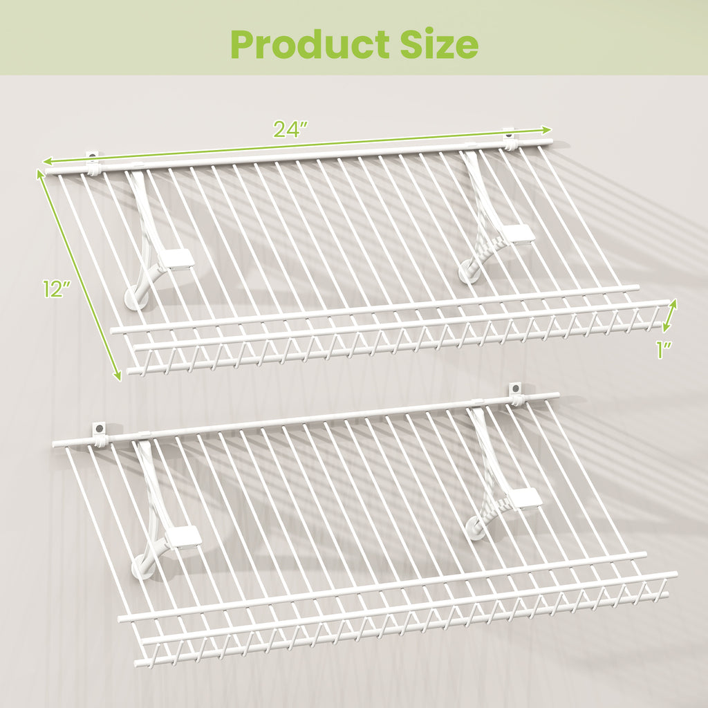 Wall-Mounted Metal Wire Shoe Racks - Set of 2