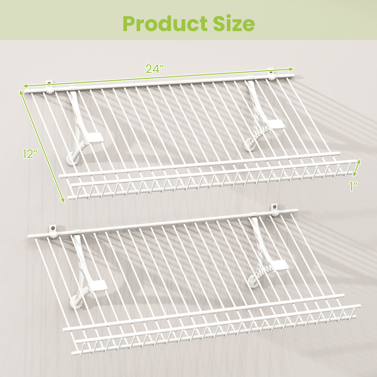 Wall-Mounted Metal Wire Shoe Racks - Set of 2