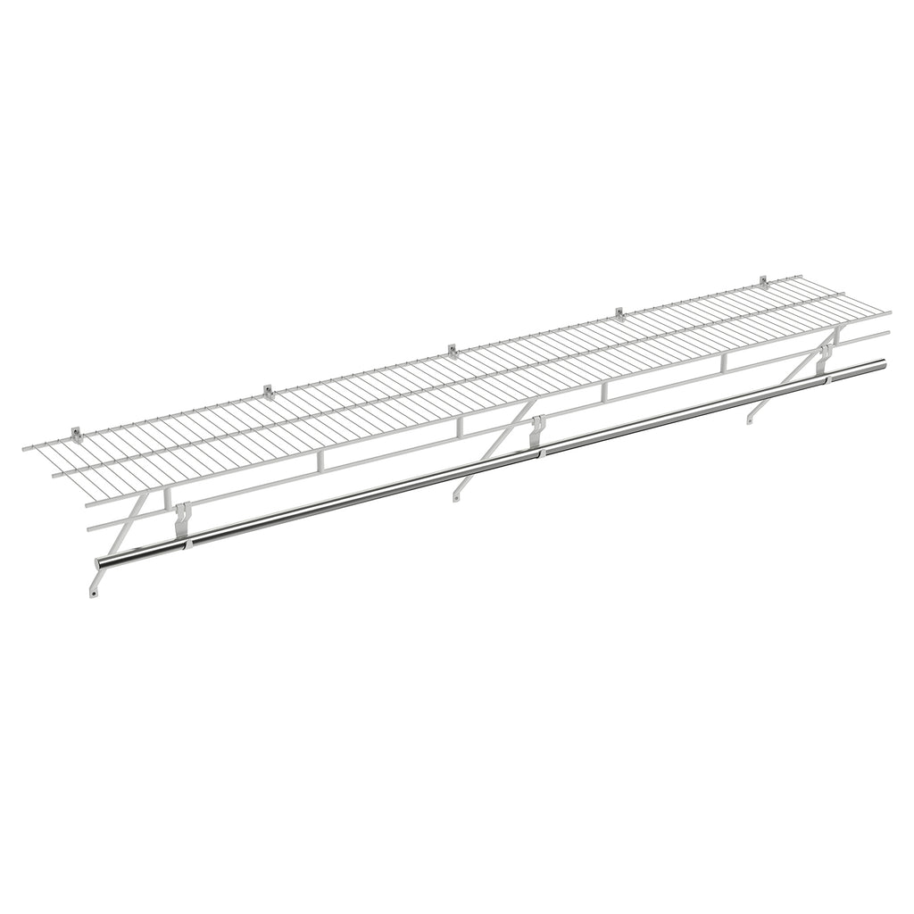 Wall-Mounted Closet Shelf with Hanging Rod - 6ft