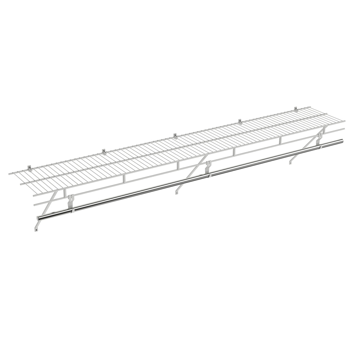Wall-Mounted Closet Shelf with Hanging Rod - 6ft