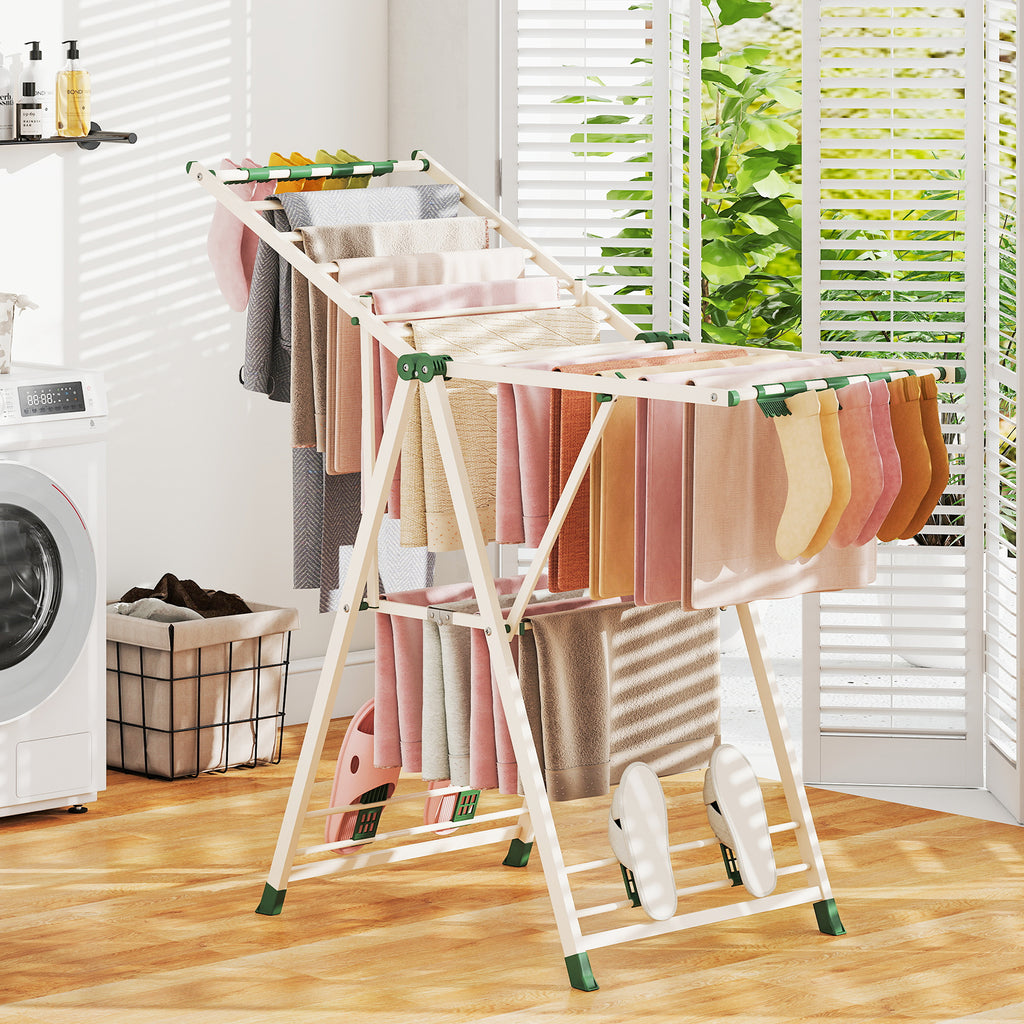 55.5" Clothes Drying Rack with Adjustable Wings - Beige