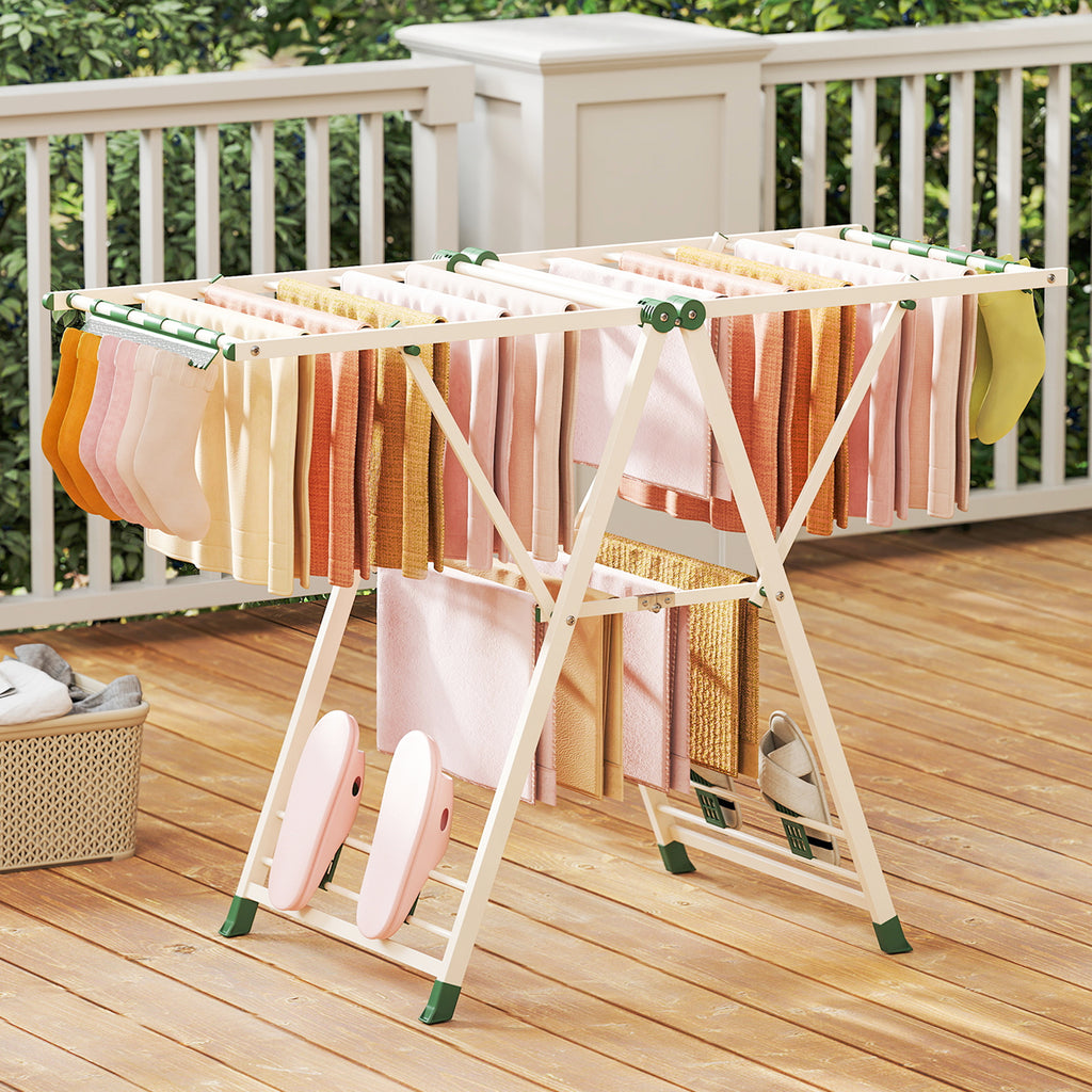 55.5" Clothes Drying Rack with Adjustable Wings - Beige