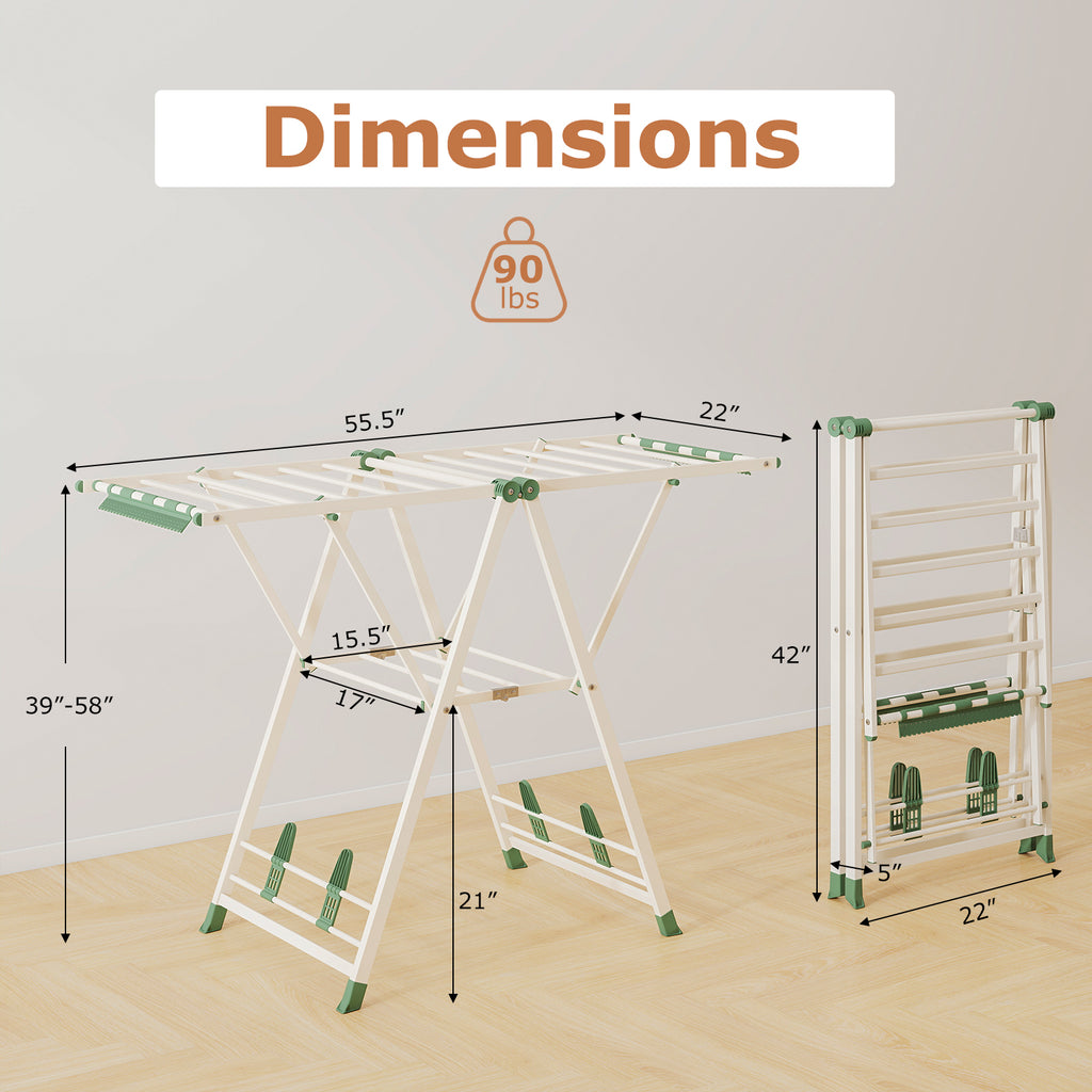 55.5" Clothes Drying Rack with Adjustable Wings - Beige
