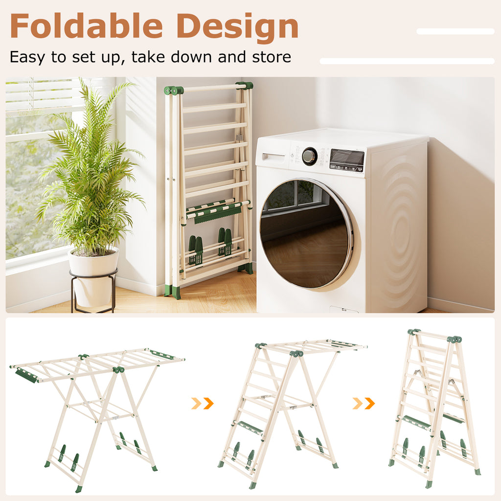 55.5" Clothes Drying Rack with Adjustable Wings - Beige
